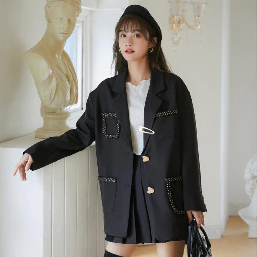 Korean style personality fashion loose pocket small suit - melvincucci