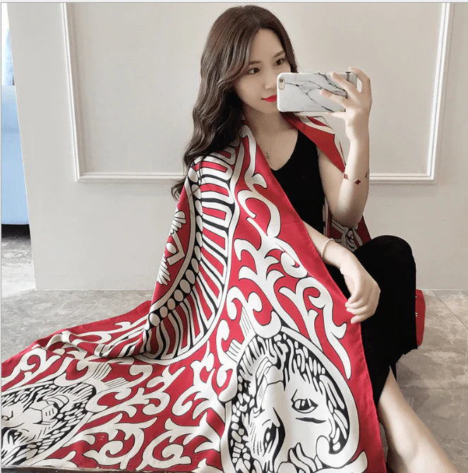 Korean version of national wind cotton linen scarf super-long scarf for women in spring and summer sunscreen beach scarf dual-purpose extended Shawl Scarf - melvincucci