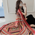 Korean version of national wind cotton linen scarf super-long scarf for women in spring and summer sunscreen beach scarf dual-purpose extended Shawl Scarf - melvincucci