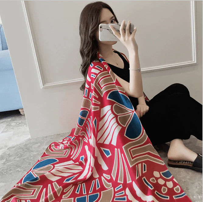 Korean version of national wind cotton linen scarf super-long scarf for women in spring and summer sunscreen beach scarf dual-purpose extended Shawl Scarf - melvincucci