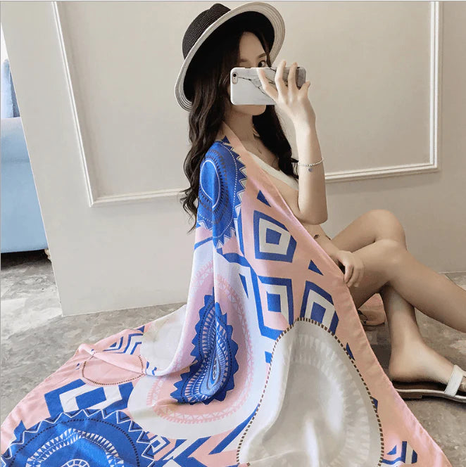 Korean version of national wind cotton linen scarf super-long scarf for women in spring and summer sunscreen beach scarf dual-purpose extended Shawl Scarf - melvincucci