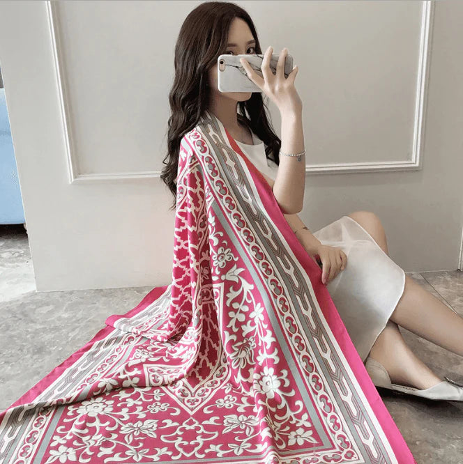 Korean version of national wind cotton linen scarf super-long scarf for women in spring and summer sunscreen beach scarf dual-purpose extended Shawl Scarf - melvincucci