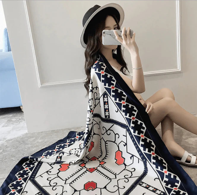 Korean version of national wind cotton linen scarf super-long scarf for women in spring and summer sunscreen beach scarf dual-purpose extended Shawl Scarf - melvincucci