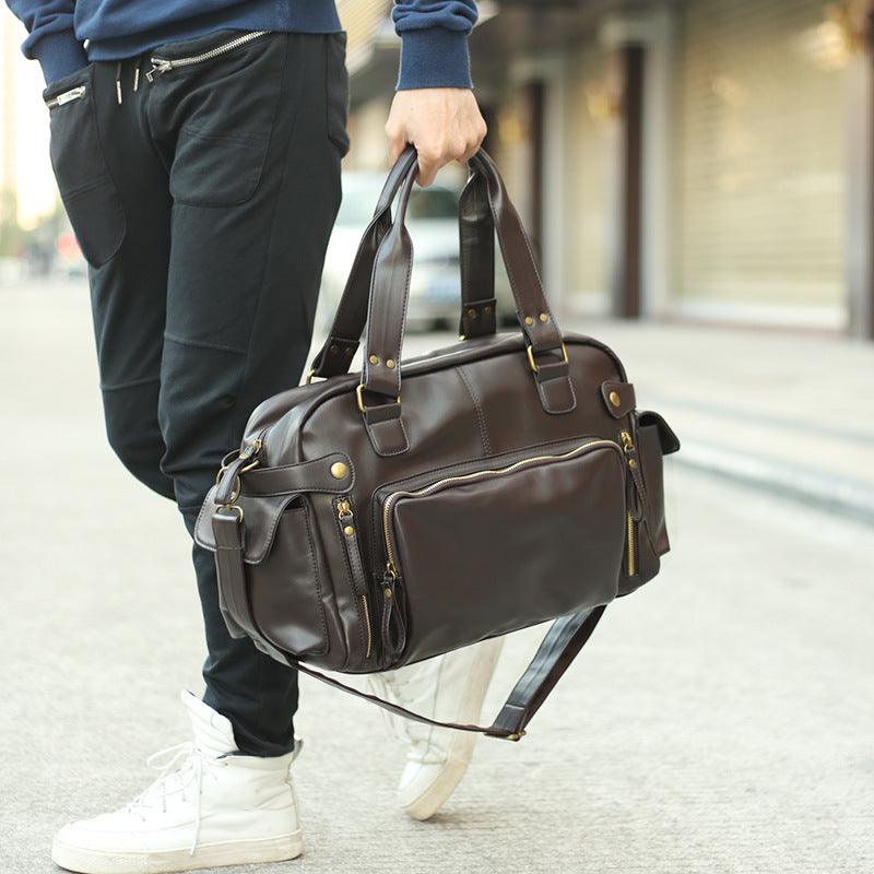 Korean Vintage Leather Handbag Shoulder Bag men Crossbody Bag Handbag - melvincucci