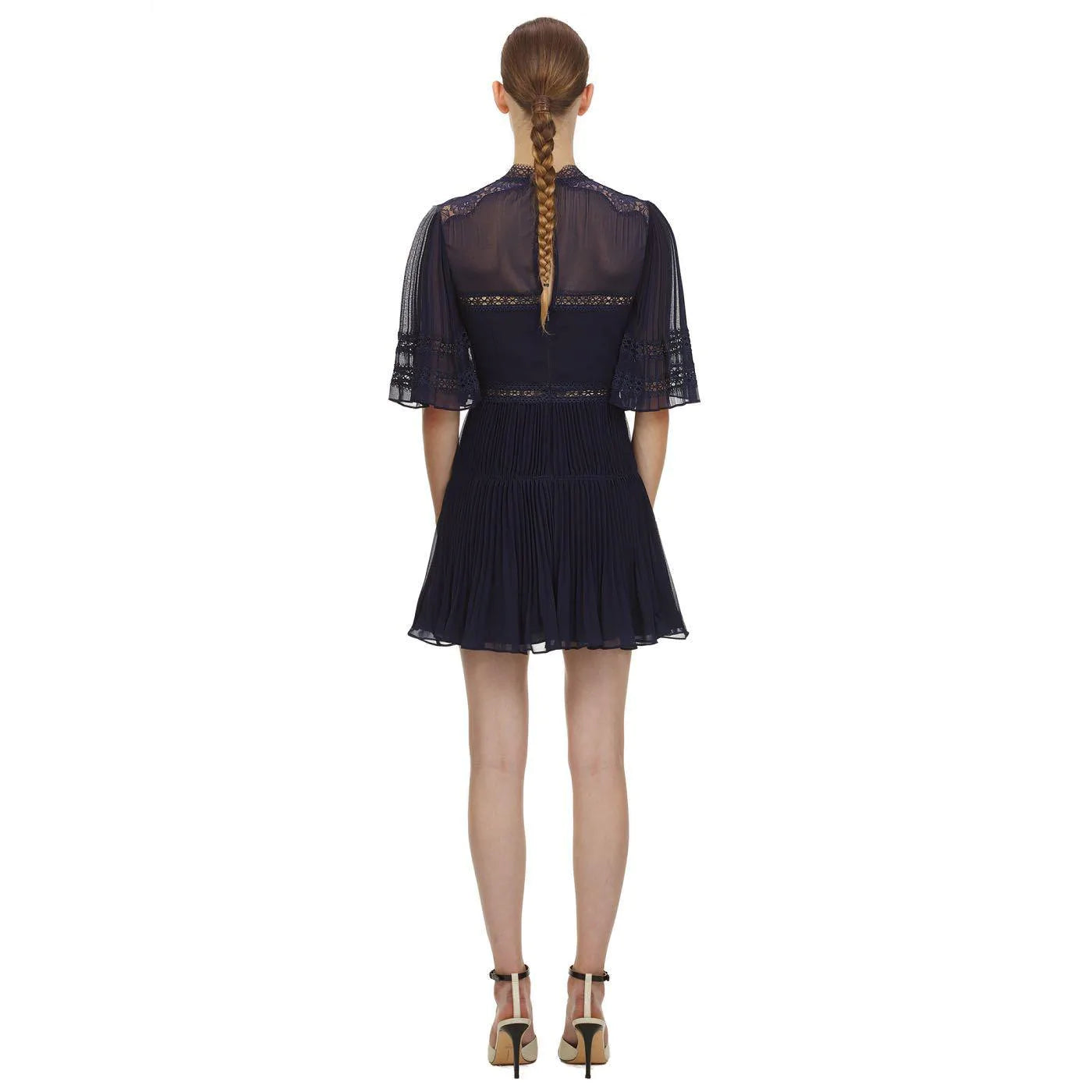 Lace Chiffon Stitching Mid-Sleeve Dress Dress Dress - melvincucci
