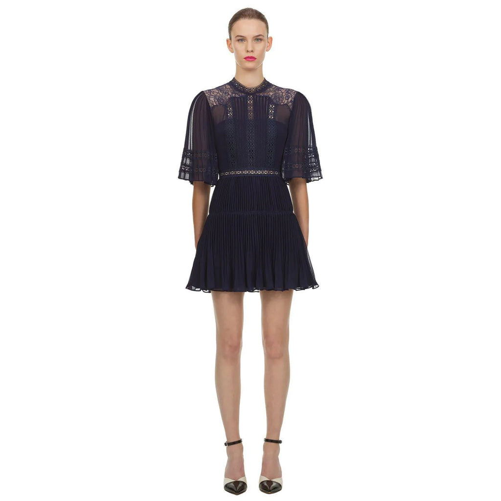 Lace Chiffon Stitching Mid-Sleeve Dress Dress Dress - melvincucci