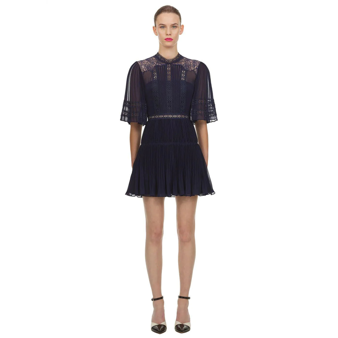 Lace Chiffon Stitching Mid-Sleeve Dress Dress Dress - melvincucci