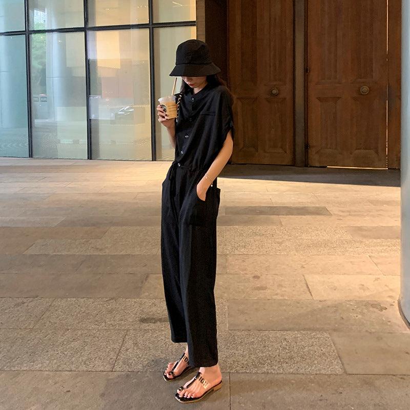 Lace-up high waist casual overalls - melvincucci