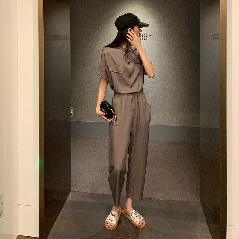 Lace-up high waist casual overalls - melvincucci