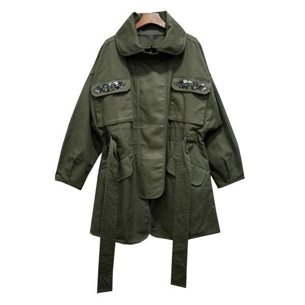 Lace Waist Long-Sleeved Tooling Jacket Women - melvincucci