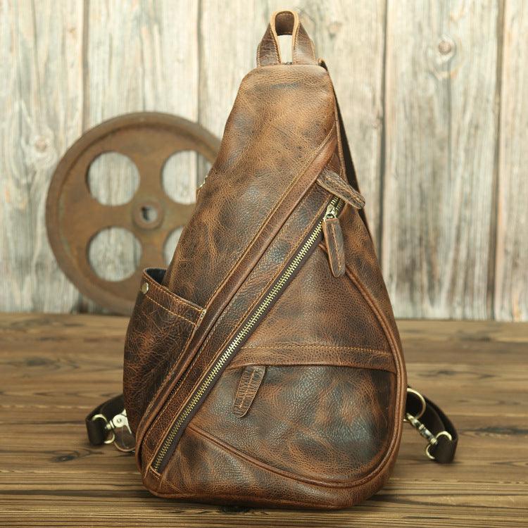 LACHIOUR Mens Genuine Leather Chest Bag Men - melvincucci