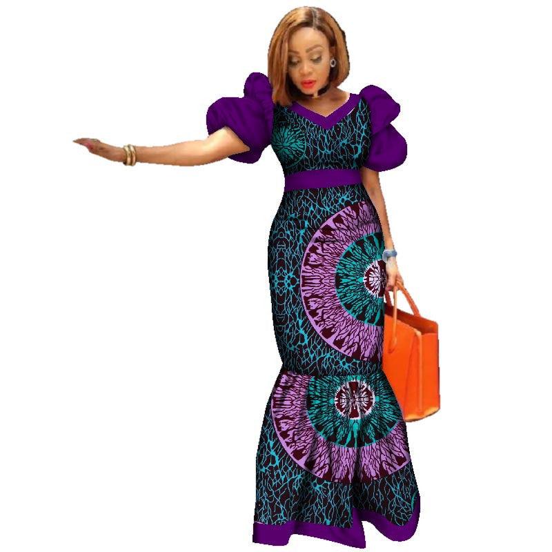 Ladies Dresses African Plus Size Puff Sleeve Dress - melvincucci