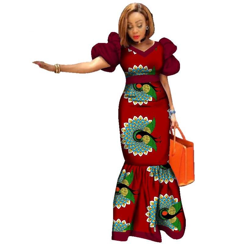 Ladies Dresses African Plus Size Puff Sleeve Dress - melvincucci