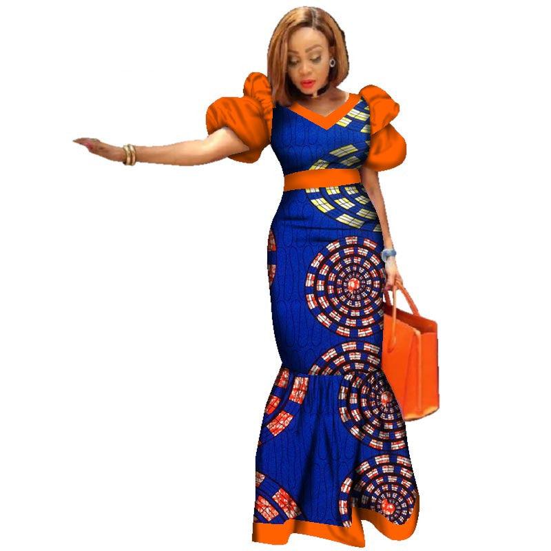 Ladies Dresses African Plus Size Puff Sleeve Dress - melvincucci