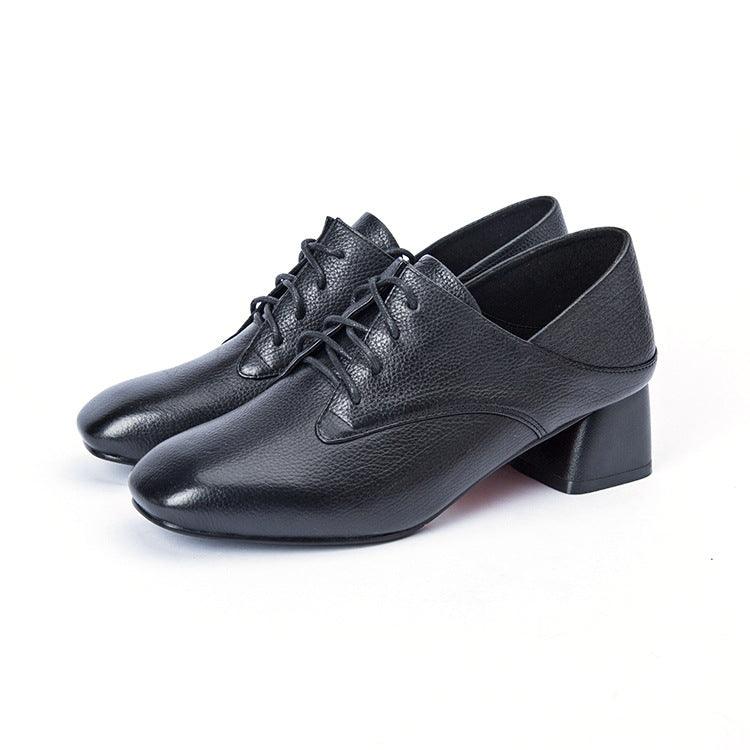 Ladies High Heels Leather Strap Korean Women Shoe Square Slope With 2021 New High-grade Leather Shoes - melvincucci
