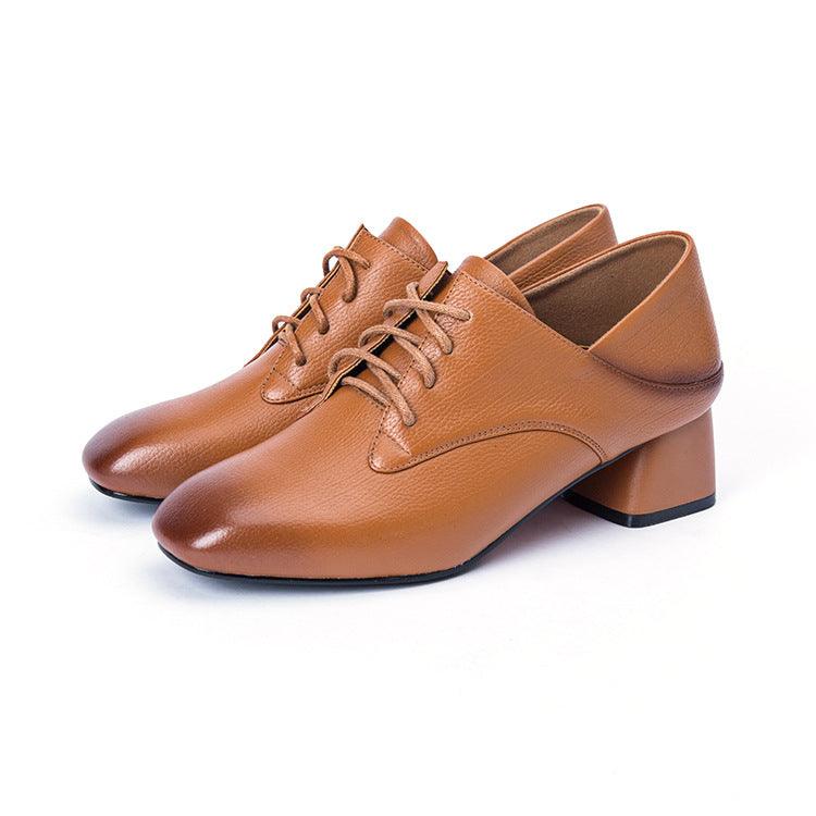 Ladies High Heels Leather Strap Korean Women Shoe Square Slope With 2021 New High-grade Leather Shoes - melvincucci