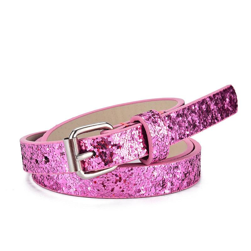 Ladies Kids Belts Heart Glitter  Jeans Cropped - melvincucci
