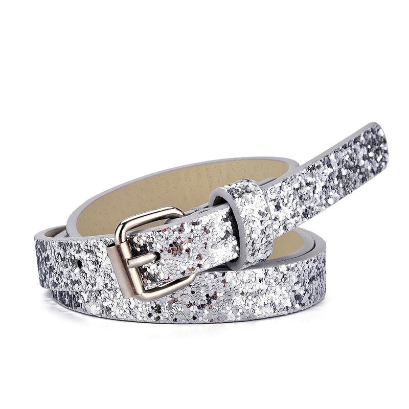 Ladies Kids Belts Heart Glitter  Jeans Cropped - melvincucci