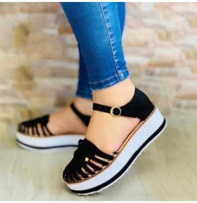 Ladies New Platform Hollow Trifle Shoe Buckle Sandals - melvincucci