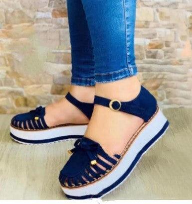 Ladies New Platform Hollow Trifle Shoe Buckle Sandals - melvincucci