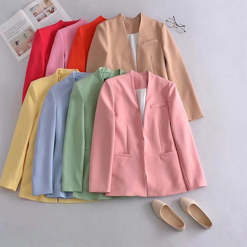 Ladies New Solid Color Suit Jacket Women - melvincucci