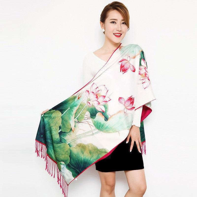 Ladies silk scarf double silk scarf women long - melvincucci