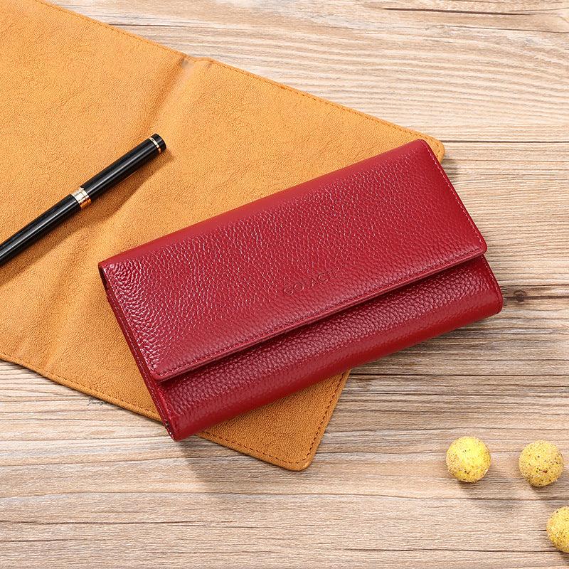 Ladies Wallet First Layer Cowhide Women Long Wallet Cowhide Card Case In Stock - melvincucci