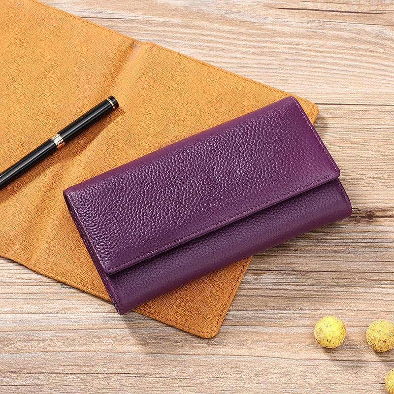 Ladies Wallet First Layer Cowhide Women Long Wallet Cowhide Card Case In Stock - melvincucci