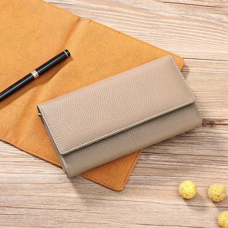 Ladies Wallet First Layer Cowhide Women Long Wallet Cowhide Card Case In Stock - melvincucci