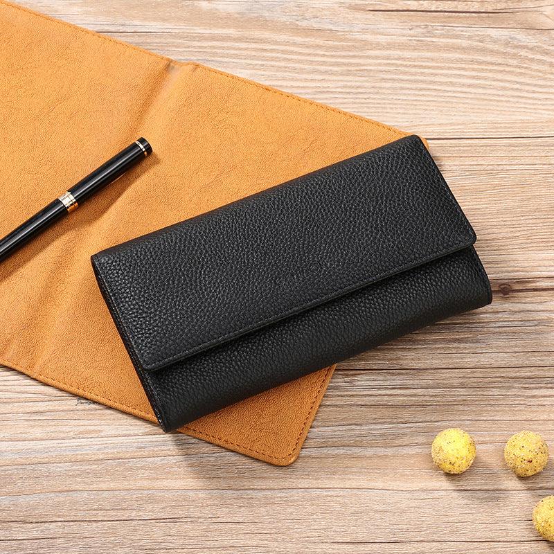 Ladies Wallet First Layer Cowhide Women Long Wallet Cowhide Card Case In Stock - melvincucci