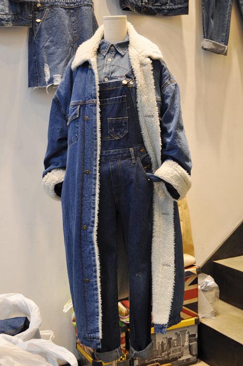 Lamb Wool Thick Denim Jacket Women Mid-length Plus Cashmere - melvincucci