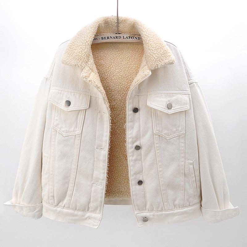 Lamb Wool Thickened Plus Velvet Denim Jacket Women - melvincucci
