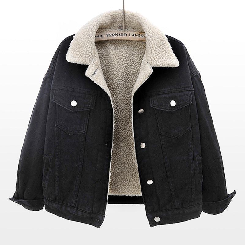 Lamb Wool Thickened Plus Velvet Denim Jacket Women - melvincucci