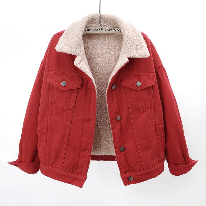 Lamb Wool Thickened Plus Velvet Denim Jacket Women - melvincucci