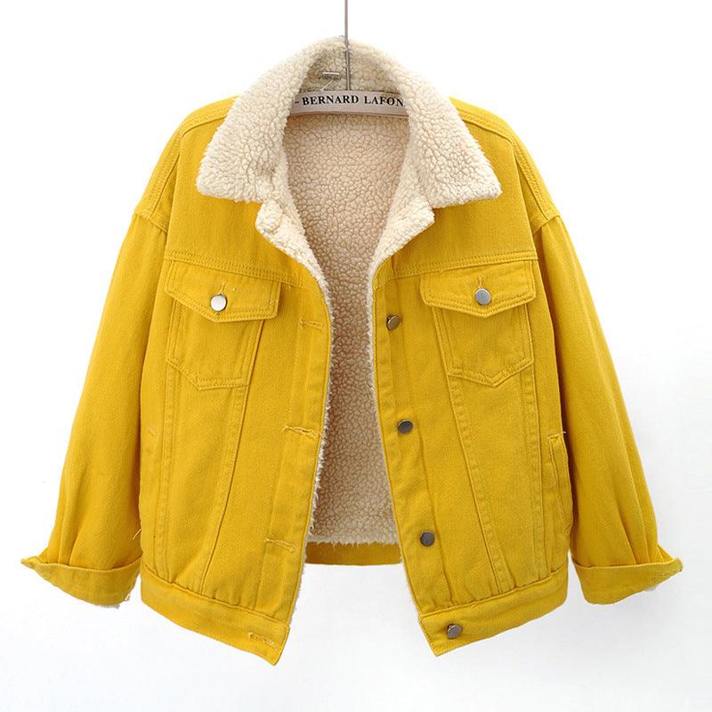 Lamb Wool Thickened Plus Velvet Denim Jacket Women - melvincucci