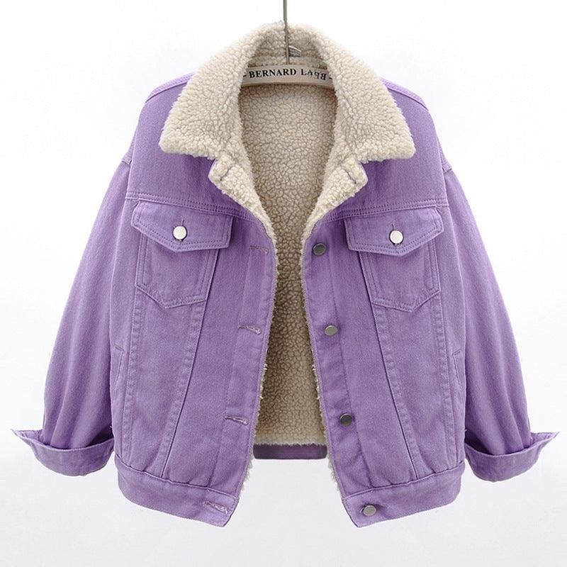 Lamb Wool Thickened Plus Velvet Denim Jacket Women - melvincucci