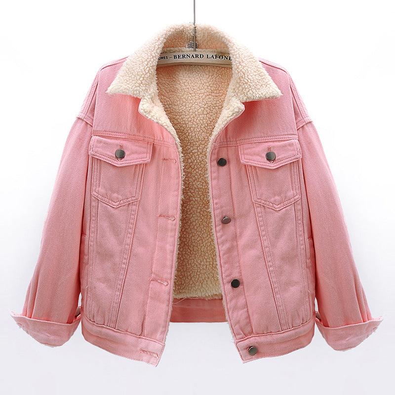 Lamb Wool Thickened Plus Velvet Denim Jacket Women - melvincucci