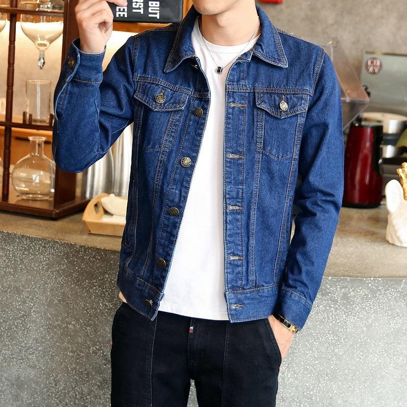 Lapel Long Sleeve Denim Jacket Men - melvincucci
