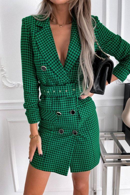 Lapel Plaid Blazer Mid-length Belt Women - melvincucci