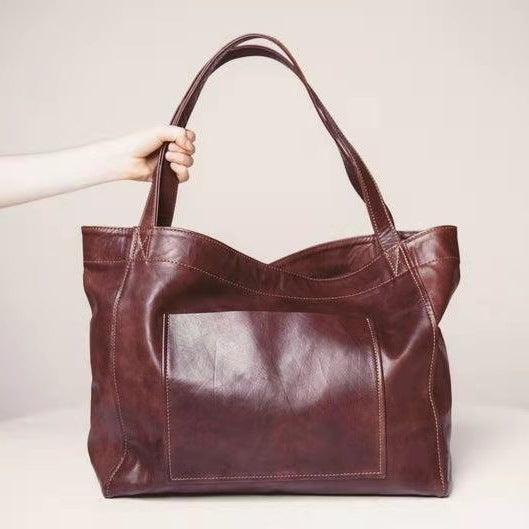 Large Capacity Oil Wax Tote Bags for Women Shoulder Bag - melvincucci