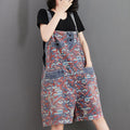 Large Size Denim Printed And Washed Overalls For Women - melvincucci