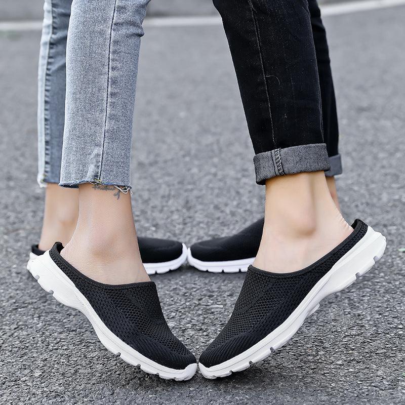 Large Size Fly Woven Half Pallet Shoe Mesh Breathable Cool Drag - melvincucci