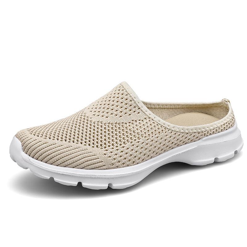Large Size Fly Woven Half Pallet Shoe Mesh Breathable Cool Drag - melvincucci