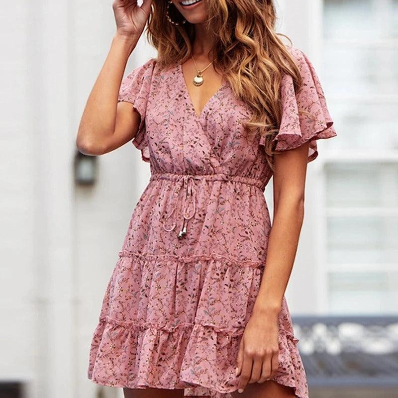 Leaf print dress women print dress - melvincucci