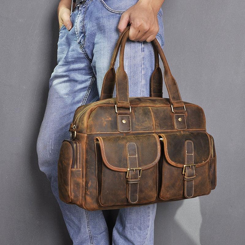 Leather Fashion Business Briefcase Messenger Bag Men - melvincucci