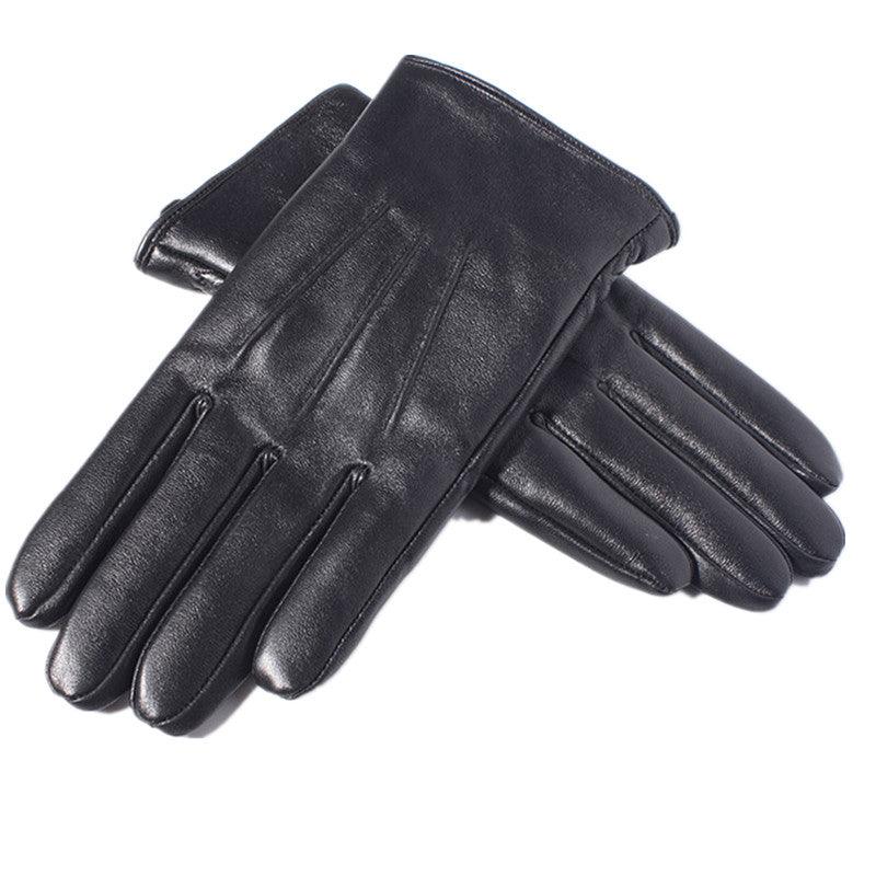 Leather Gloves Men Winter Warmth Thickened Plus Velvet Touch Screen Sheepskin Button Gloves Men - melvincucci