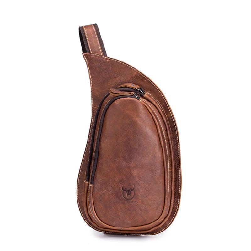 Leather Goods New Crazy Horse Leather Chest Bag Genuine Leather Men - melvincucci