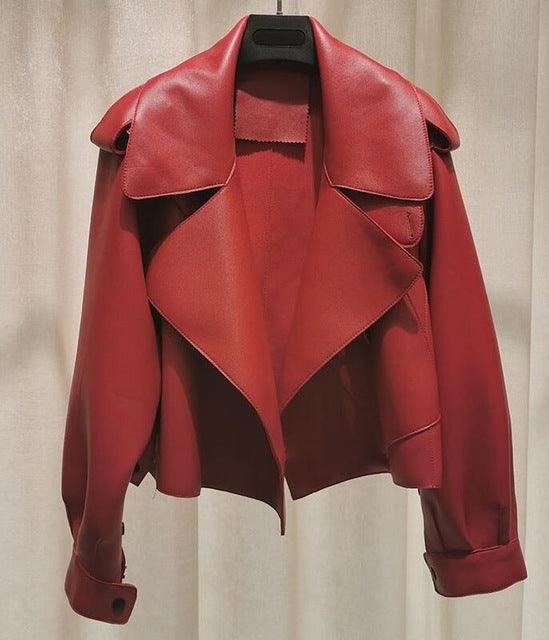 Leather Jacket Women New Outerwear Large Retro - melvincucci