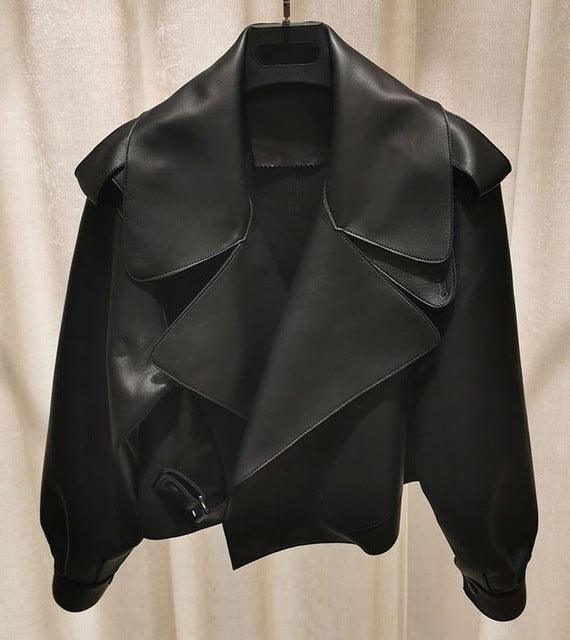 Leather Jacket Women New Outerwear Large Retro - melvincucci