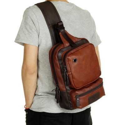 Leather men bag student backpack leisure - melvincucci